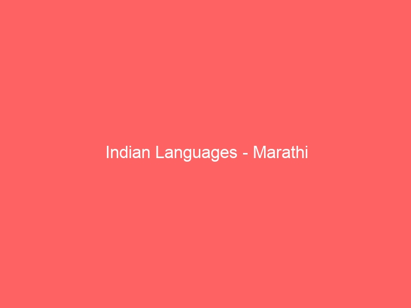 Indian Languages – Marathi